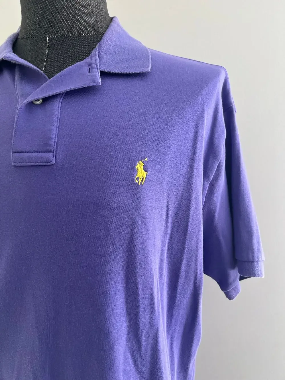 Polo Ralph Lauren 100% Soft Cotton Collared Shirt Purple Yellow Size Large SG